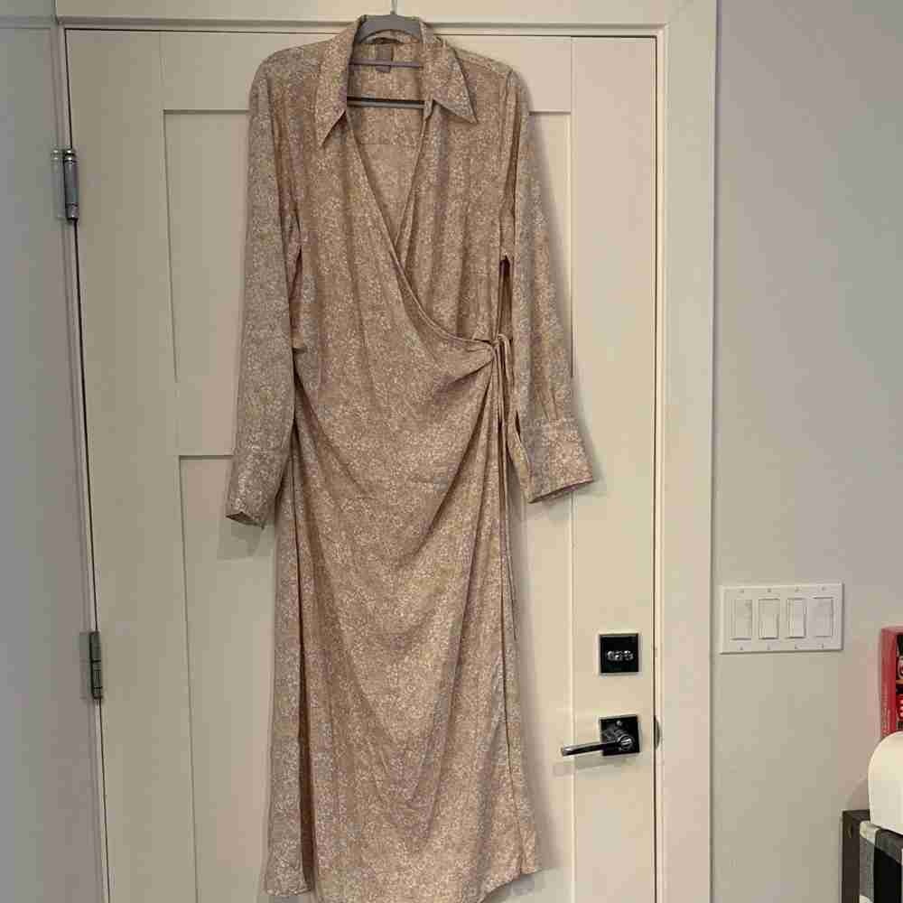 Elegant Beige Wrap Dress
